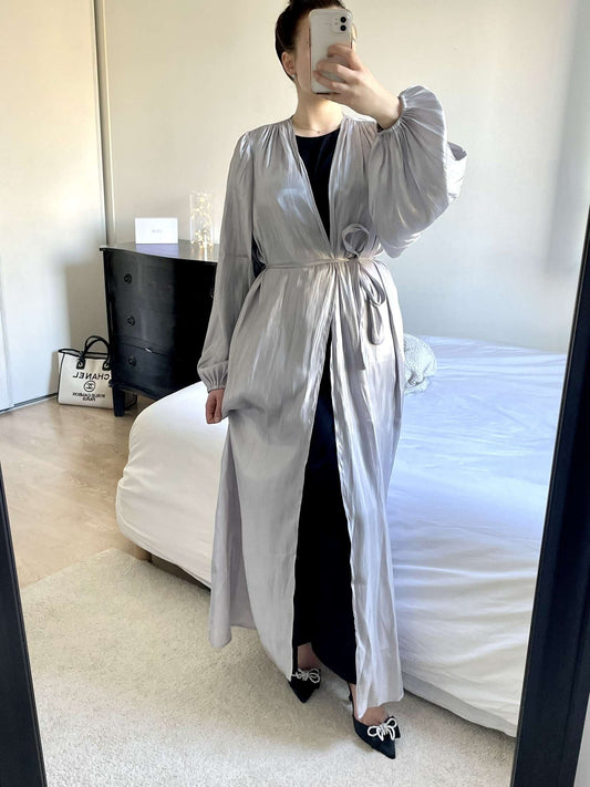 Kimono LAYA gris satiné